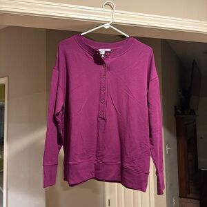 Athleta Women's Magenta Button-Up Sweater